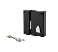 THIRARD - Serrure Verticale en Applique 6 Gorges à Clé - Pêne Seul - Axe 45 mm - 75 x 130 mm - Noir - 2 Clés - Coffre et Gâche Acier Cambré - Porte de Cave Gauche
