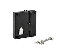 THIRARD - Serrure Verticale en Applique 6 Gorges à Clé pour Porte de Cave - Pêne Seul - Droite - Axe 45 mm - 75x130 mm - Noir - Coffre et Gâche Acier Cambré - 2 Clés Incluses