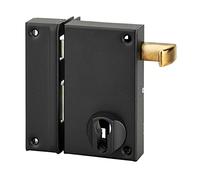 THIRARD Serrure Verticale en Applique Double Entrée à Tirage, Gauche, Noir | Axe 45 mm, 75x130 mm, Entraxe 110 mm, Carré 7 mm, Boîtier Seul, Cylindre Non Fourni, 1 Point de Fermeture, Acier