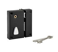 Serrure verticale en applique ouillot pour portail, droite, axe 45mm, 75x130mm, noir, 2 clés - THIRARD