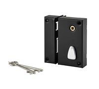 Serrure verticale en applique ouillot pour portail, gauche, axe 45mm, 75x130mm, noir, 2 clés - THIRARD