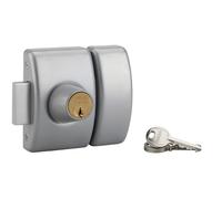 THIRARD Verrou à Bouton et Cylindre Acier Cylindre 40 mm Verni | verrou à bouton et cylindre, cylindre 40 mm, acier, finition verni, 3 clés, porte d'entrée vitrée, gris