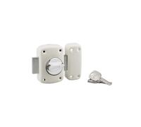 THIRARD - Verrou Corvette à Bouton pour Porte d'Entrée - Cylindre Laiton 45 mm - Ø 23 mm - 3 Clés Crantées - Acier Époxy Blanc - Sécurité Domestique - Hauteur 90 mm - Largeur 60 mm