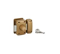 Verrou double entrée Apache avec plaque de renfort pour porte d'entrée, cylindre 45mm, acier, 3 clés, époxy or - THIRARD
