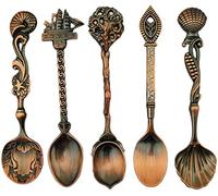 Thitex Lot de 5 cuillères à café sculptées en alliage Style royal vintage Pour crème glacée, dessert, petite cuillère à thé pour fête (A)