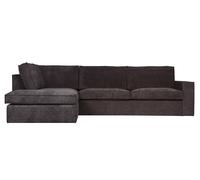 THOMAS - Canapé d'angle gauche 5 places velours anthracite Anthracite