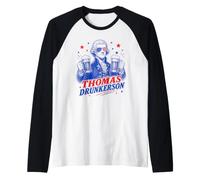 Thomas Jefferson Drunkerson Funny Vintage USA Beer Lovers Manche Raglan