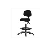 Thomas VHBST-RG-T1-CF-RC-c8569 Tabouret haut avec dossier et base en nylon noir, avec inclinaison, anneau de pied chromé, roulette, vinyle, bordeaux