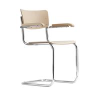 Chaise à piétement luge avec accoudoirs S 43 F hêtre nature ; 55x83x53 cm