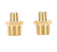 Thonlai Raccord de Mamelon Réducteur en Laiton, Adaptateur de Filetage Mâle 1/2 Po BSP à 1/4 Po BSP avec Laiton plaqué Ni Cr, pour Mazout, Air et Eau