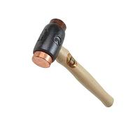 Marteau THOR avec inserts en cuivre rouge et peau brute, rond 38 mm, 1.070 g, avec manche en bois