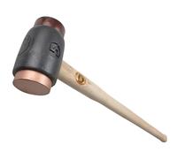 Marteau THOR avec inserts en cuivre rouge et peau brute, rond | diamètre 70 mm | poids 5150 grammes | avec manche en bois