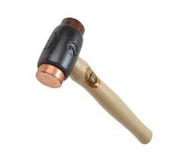 Marteau THOR avec inserts en cuivre rouge et peau brute, rond 38 mm, 1.070 g, avec manche en bois