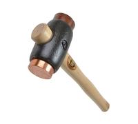 Marteau THOR avec inserts en cuivre rouge et peau brute, rond 50 mm, 2.500 g, avec manche en bois