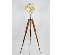 ThorINSTRUMENTS Thor Instruments.Co Projecteur de scène vintage en bois Trépied Lampe de recherche Studio Spot Lampe Marron