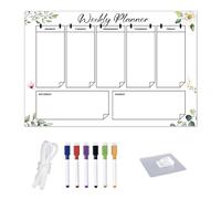 THQAE 1 Pcs Planificateur hebdomadaire effaçable en acrylique pour le ménage, 30 x 20 cm, avec 6 stylos pour tableau blanc, à suspendre, liste de tâches à faire pour la maison en allemand