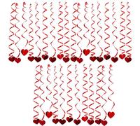 THQAE 30 Pièces Guirlande Cœurs Décoration Saint Valentin, Guirlande Pendante Rouge en Paillette, Saint Valentin Ornement, Guirlande en Spirale pour Mariage, Noël, Saint-Valentin, Fête d'anniversaire