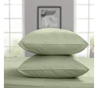 Threadmill Home Linen Lot de 2 taies d'oreiller 100% Coton 600 Fils au Pouce carré, en Satin de Coton uni, pour très Grand lit, luxueuses, Douces et Lisses, Vert Sauge