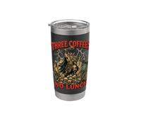 Three Coffees No Lunch Viking Médiéval Guerrier Humour Rétro Gobelet isotherme en acier inoxydable double paroi