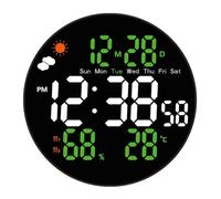 ThreeH Horloge murale de table LED numérique 6 en 1 avec télécommande | Changement ℃/℉ Double alarme configurable Montage mural ou de bureau Idéal pour chambre bureau et salon