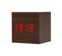 ThreeH Réveil en Bois Affichage numérique Forme Cube avec Le Temps et Température Sound Control Bureau Réveil pour Voyage Enfants Chambre Accueil Bureau AC10 Marron