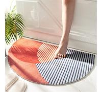THRILRUG Paillasson intérieur demi-rond pour porte d'entrée, tapis de bienvenue bohème en demi-cercle, joli tapis de bienvenue pour entrée, demi-cercle antidérapant, profil bas (43 x 72 cm) (60 x 100