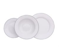 Thun 1794 Opale, assiette, dentelle blanche, bord gris, porcelaine de Thun, 18 d.