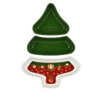 THUN, Antipastière en Forme de Sapin de Noël en Porcelaine, Collection Surprises de Noël, antipastière pour Vos entrées, idée Cadeau pour Noël, 28 x 39 x 5 cm