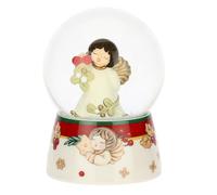 THUN, Boule De Neige Angelo avec gui en Verre et céramique de Haute qualité, Version Moyenne, Collection de Noël, décoration de Collection, idée Cadeau pour Noël, Ø 7,9 cm, 11 cm h