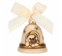 THUN - Campanella Limited Edition 2023 Crème avec Teddy en céramique décorée à la Main, décorations de Noël Maison, 7,3 x 7,3 x 8,5 cm h