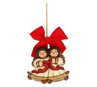 THUN - Décoration de Noël Couple Anges Maxi - Céramique - Ligne de Noël - Living, Décoration de la Maison - 7,7 x 3,9 x 6,9 cm h