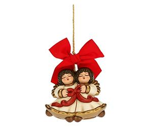 THUN - Décoration de Noël Couple Anges Maxi - Céramique - Ligne de Noël - Living, Décoration de la Maison - 7,7 x 3,9 x 6,9 cm h