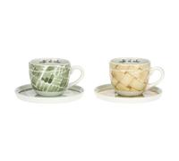 THUN Ensemble de 2 tasses petit déjeuner avec soucoupe en porcelaine EmbbracciAMI