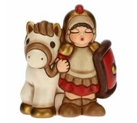 THUN - Figurine crèche Soldat avec Cheval - Décorations de Noël Maison - Ligne crèche Classique, Variante Rouge - Céramique - 7,5 x 5,5 x 8,5 h cm