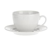 THUN LA Porcelaine Blanche - Lot de 6 Tasses à thé avec Soucoupe Colline