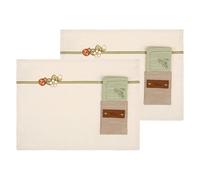 THUN Lot de 2 Sets de Table avec Poche et Serviette, 100% Coton, Collection Country Bloom, Set de Table 33 x 45 cm, Serviette 40 x 40 cm