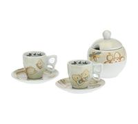 THUN - Lot de 2 Tasses à café et Sucre - Ligne Elegance - Porcelaine - 110 ML - Ø 6,5 cm - 5,5 cm h - Soucoupe Ø 11,5 cm - sucrier 11 x 11 x 120 cm h - 110 ML