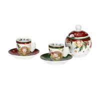 THUN - Lot de 2 tasses à expresso et sucrier en porcelaine Surprises de Noël