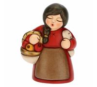 THUN - Nativité 2022 - Figurine crèche pour Femme au marché en céramique décorée à la Main, Version Robe Rouge - Ligne crèche Classique - 5,8 x 5 x 8 cm h