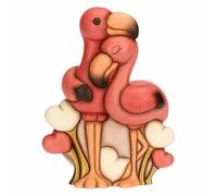 THUN - Paire de Flamants Roses avec cœurs, Maxi - céramique - Collection l'amour Vola - 15 x 9,9 x 19,8 cm