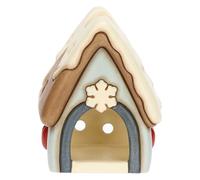THUN, Porte Tea-Light, Maison avec gui en céramique, Ligne d'hiver enchanté, Accessoire de thé de Collection pour Cuisine, idée Cadeau pour Noël, 9,4 x 9,6 x 12 cm