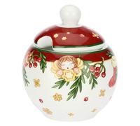 THUN, Sucrier avec cuillère en porcelaine, collection surprises de Noël, ensemble pour maison et cuisine, idée cadeau pour Noël, sucre Ø 10,5 cm, 10 cm, cuillère 13 cm