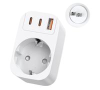 THUNIX Adaptateur Prise Japon, 4 en 1 Type A Adaptateur Voyage France vers USA/Canada/Chine avec 1 USB A et 2 Type C Connecteur de Voyage pour USA, Chine,Canada,Thaïlande(Blanc)