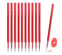 THXFUNAREA 10 Pièces Recharge Stylo Gel Effaçable+ 1 gomme,Compatibles avec Legamii,Rouge Recharges Effaçable, Pointe 0,5 mm, Hauteur 13 cm, Encre Thermosensible, Rouge