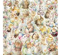 THXFUNAREA 50 Pièces Stickers Pâques Lapin Oeuf Autocollant Decoration Paques Enfant DIY Scrapbooking Decoration Printemps Maison