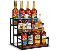 THYGIFTREE Étagère à sirop de café à 3 niveaux pour 12 bouteilles de sirop, support pour station de café, étagères de rangement pour sirop, vin, vinaigrette pour cuisine