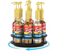 THYGIFTREE Grand organisateur rotatif de sirop de café pour 9 bouteilles de sirop pour comptoir en bois support de bouteille de sirop pour station de café, plateau de présentation de vin, plateau