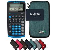 TI-30 ECO RS avec Housse de Protection WYNGS incluse Turquoise - Calculatrice Scientifique - Pack de Base