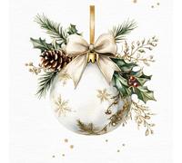 ti-flair Lot de 20 serviettes en papier avec motif Boule de Noël Blanche 33 x 33 cm Convient également pour le découpage et la technique des serviettes
