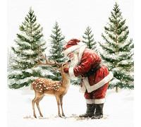 ti-flair Lot de 20 serviettes en papier avec motif Père Noël saluant le cerf Convient également pour le découpage et la technique des serviettes 33 x 33 cm